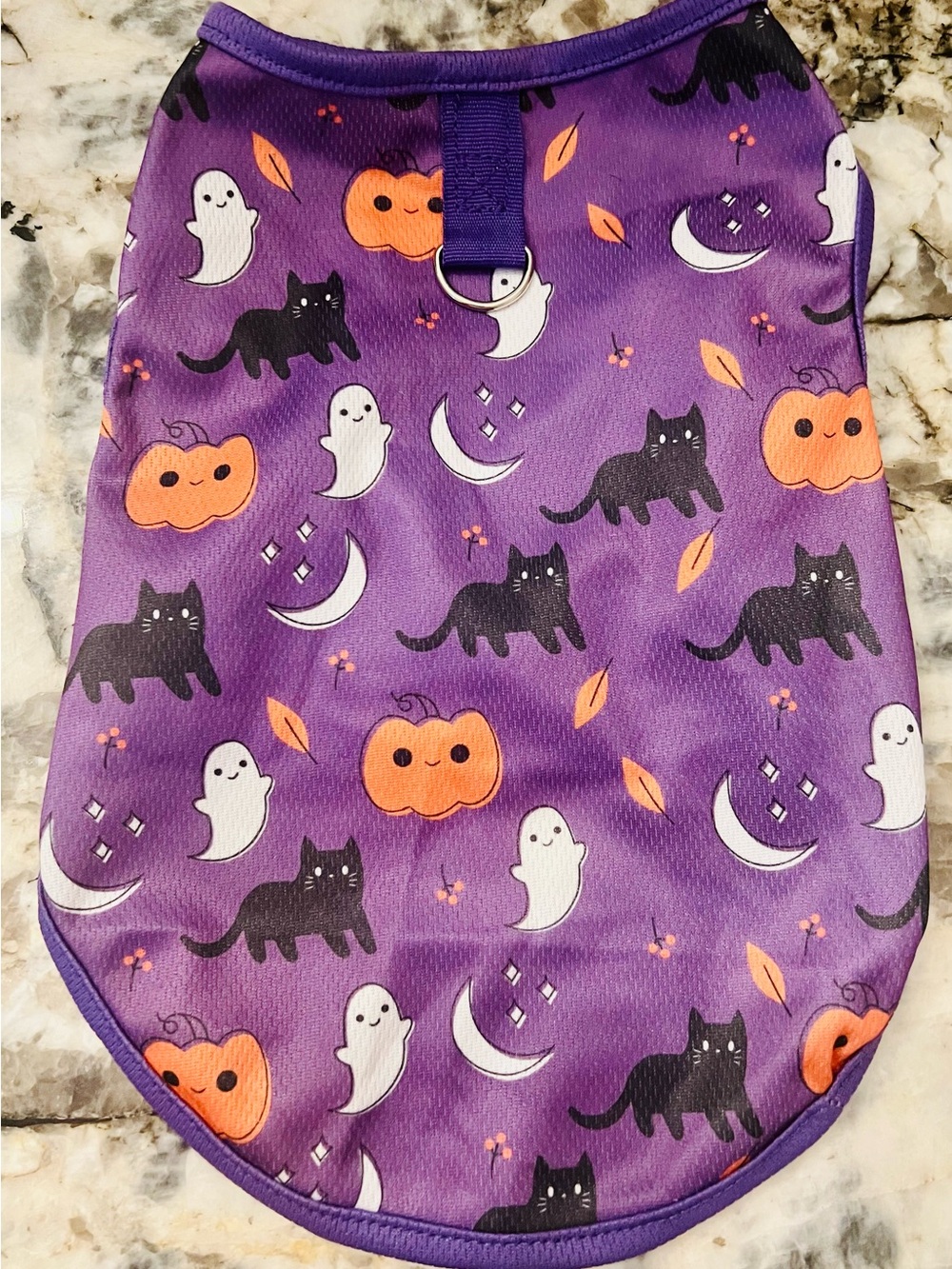 Dog/Cat Purple Halloween Pet Shirt - Sz Medium 10-13 lbs. DRing for leash 15/84
